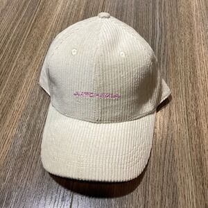 Artchimia‎ Corduroy Hat Adjustable Baseball Cap Cream Pink Accent - NWOT